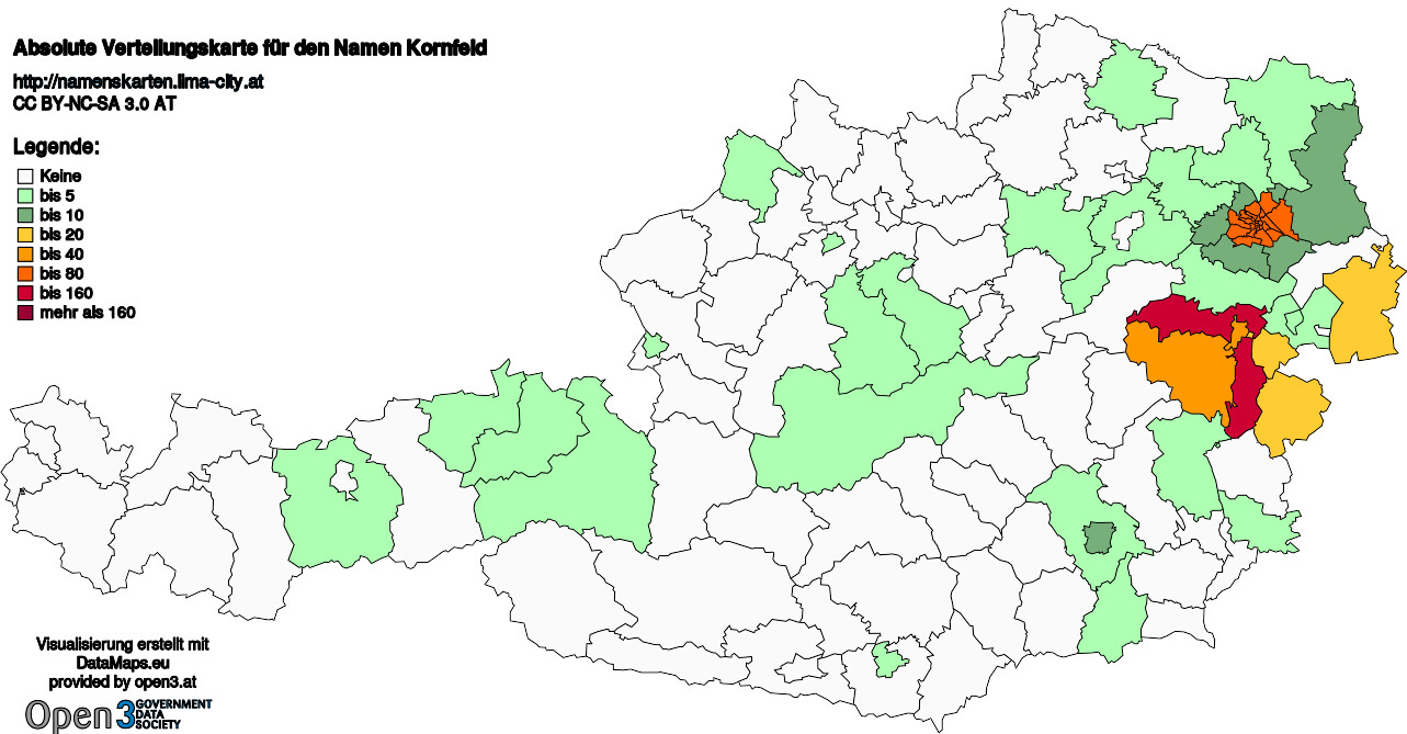 Absolute Verteilungskarten Nachnamen Kornfeld