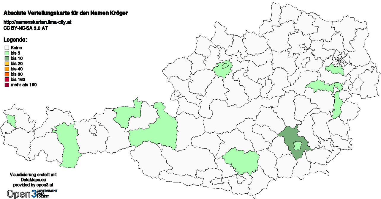 Absolute Verteilungskarten Nachnamen Kröger