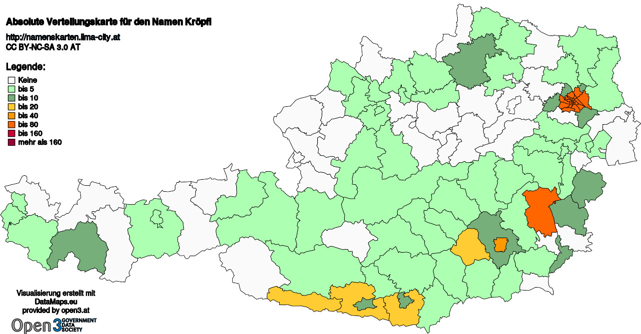 Absolute Verteilungskarten Nachnamen Kröpfl