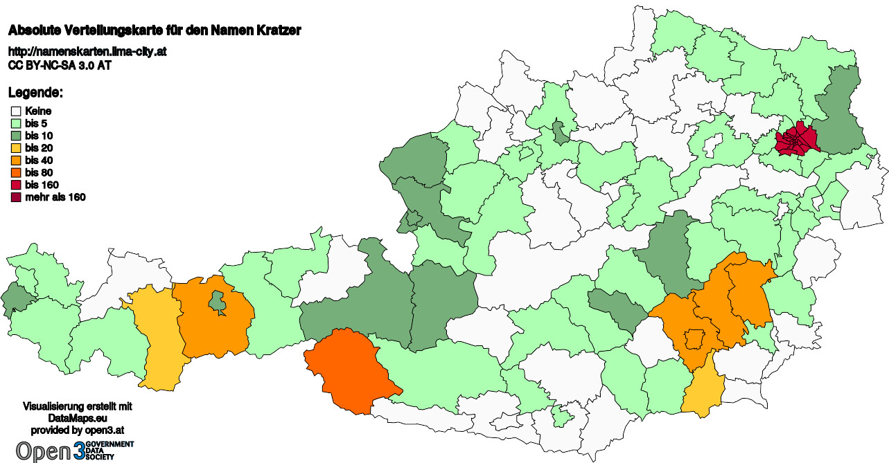 Absolute Verteilungskarten Nachnamen Kratzer