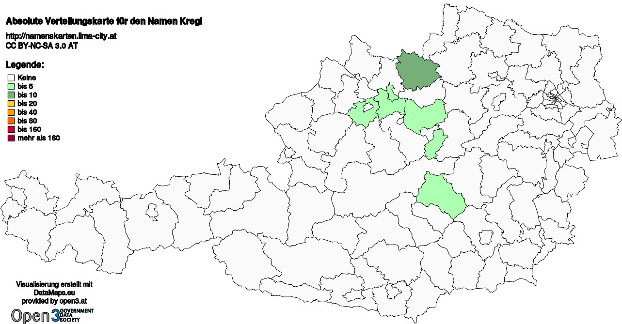 Absolute Verteilungskarten Nachnamen Kregl