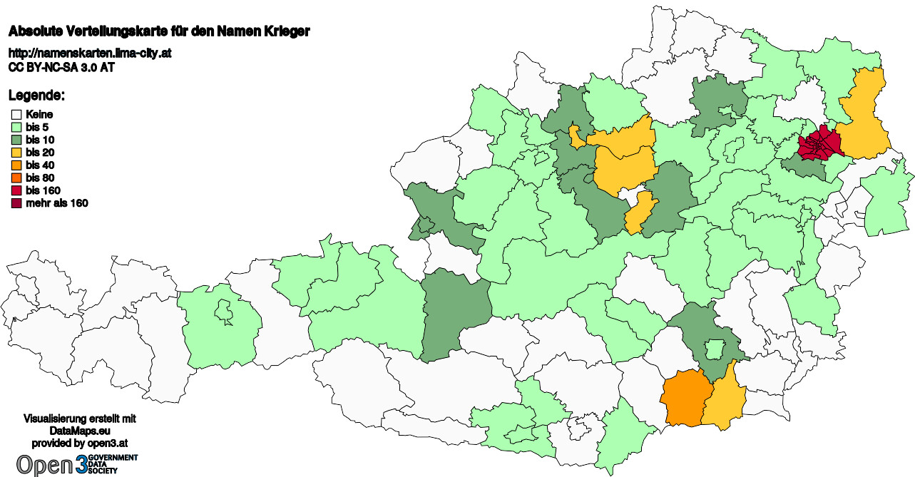 Absolute Verteilungskarten Nachnamen Krieger