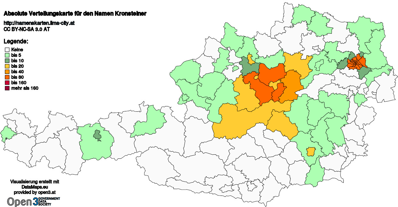 Absolute Verteilungskarten Nachnamen Kronsteiner