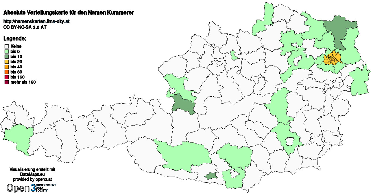 Absolute Verteilungskarten Nachnamen Kummerer