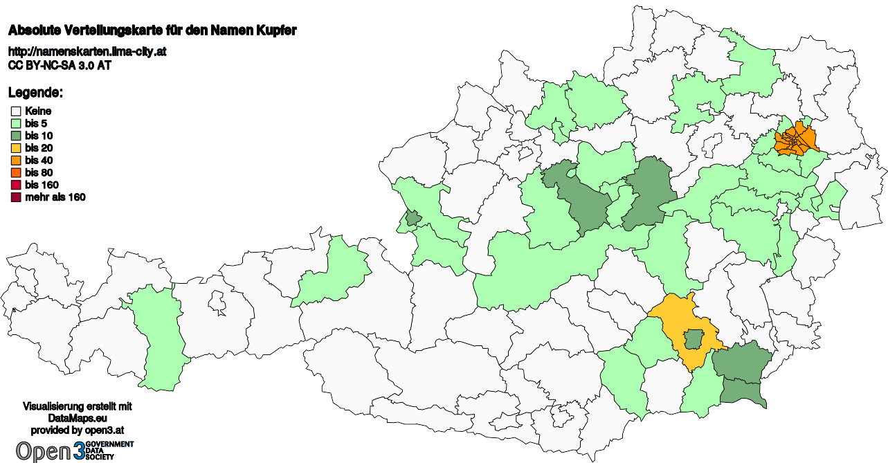 Absolute Verteilungskarten Nachnamen Kupfer