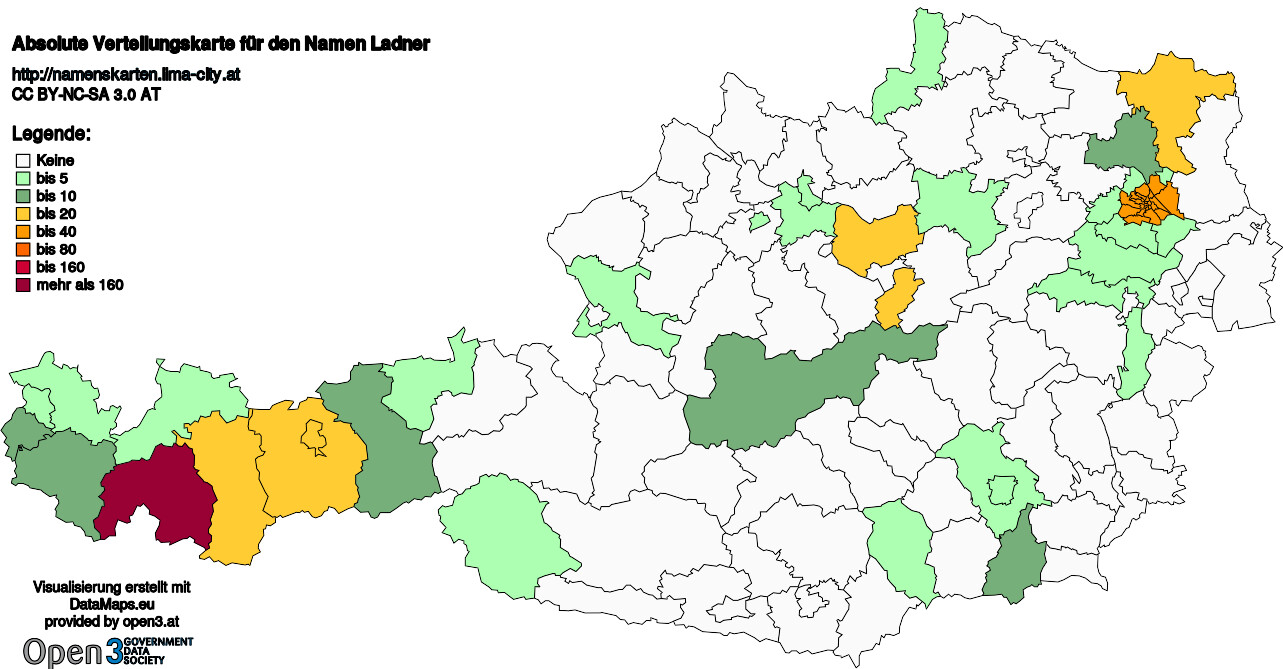 Absolute Verteilungskarten Nachnamen Ladner