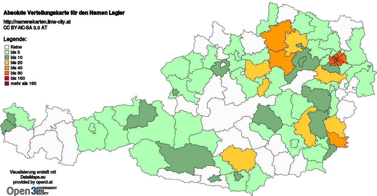 Absolute Verteilungskarten Nachnamen Lagler