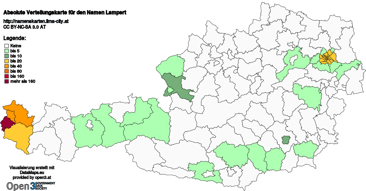 Absolute Verteilungskarten Nachnamen Lampert