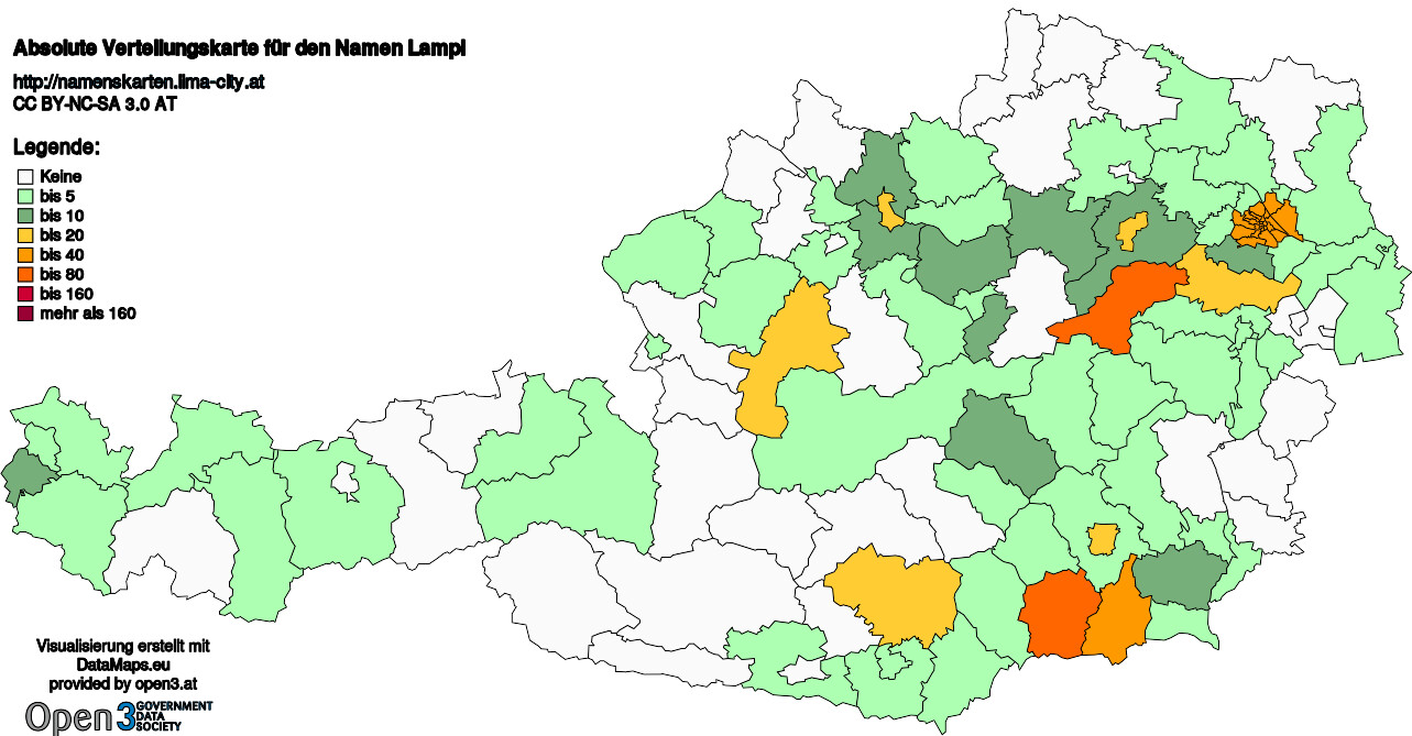 Absolute Verteilungskarten Nachnamen Lampl