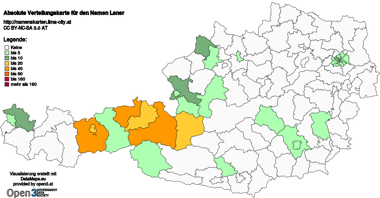 Absolute Verteilungskarten Nachnamen Laner