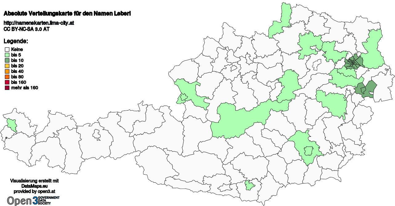 Absolute Verteilungskarten Nachnamen Leberl