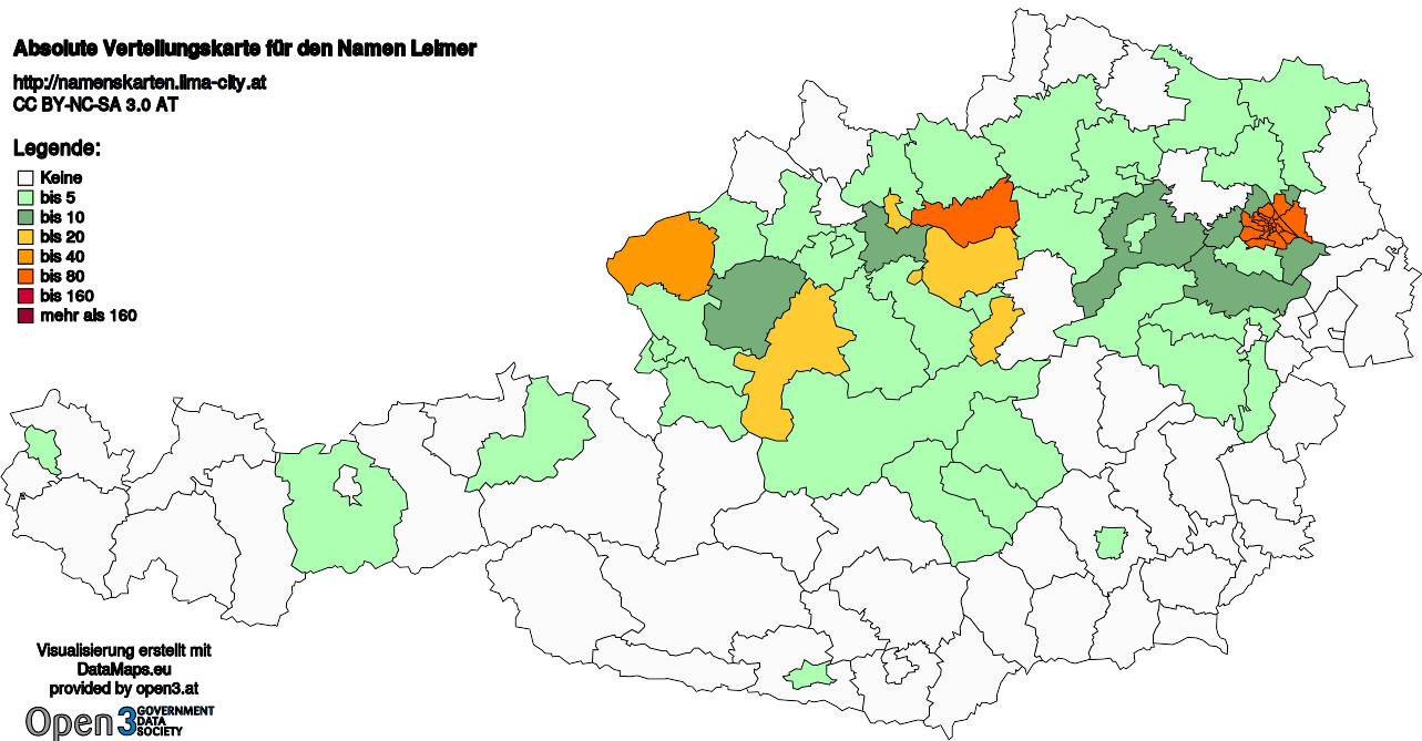 Absolute Verteilungskarten Nachnamen Leimer