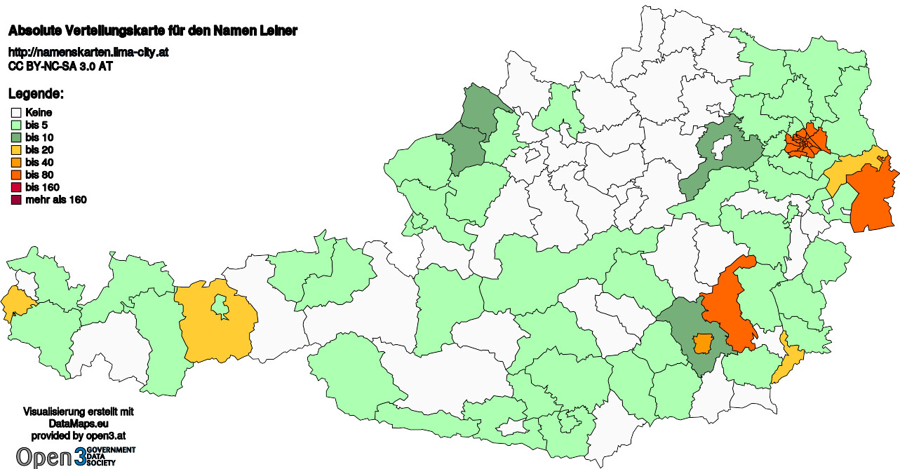 Absolute Verteilungskarten Nachnamen Leiner