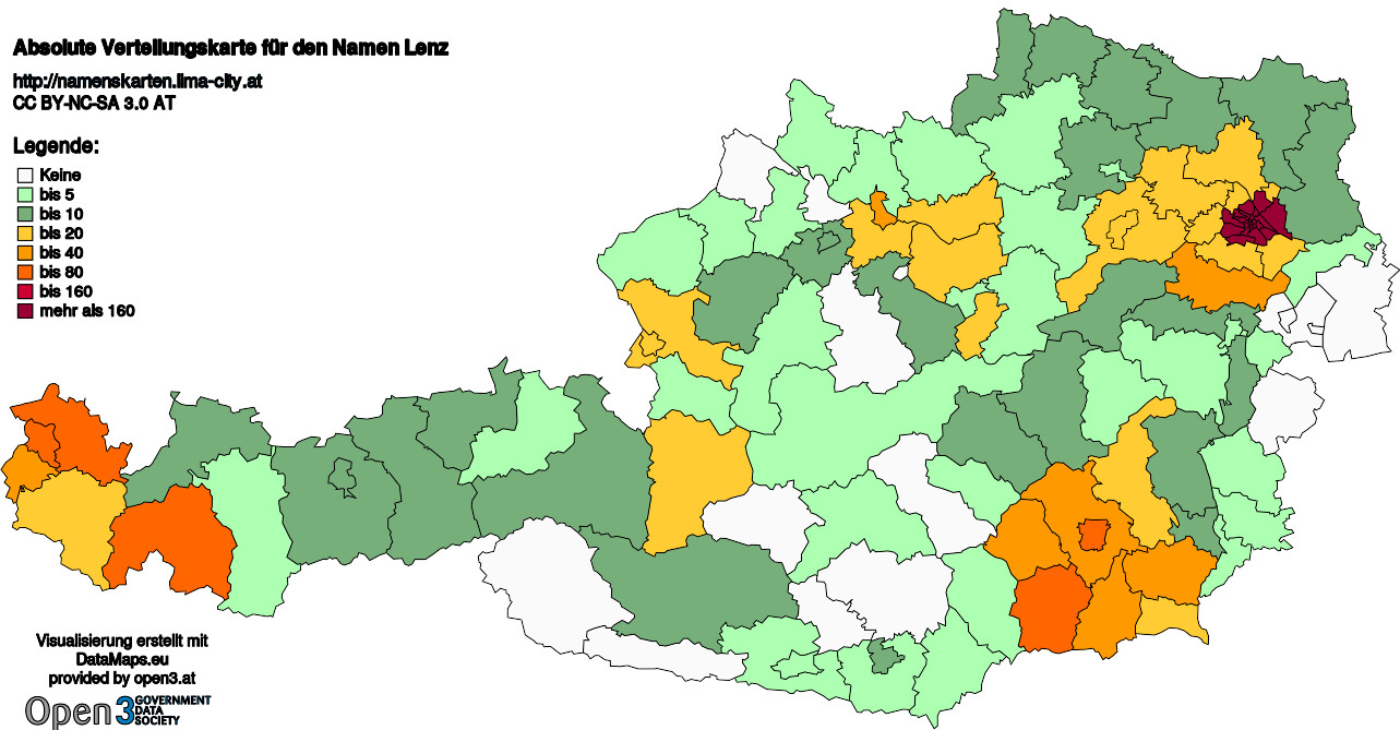 Absolute Verteilungskarten Nachnamen Lenz