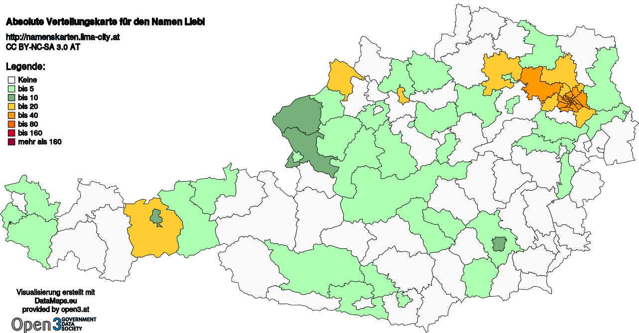 Absolute Verteilungskarten Nachnamen Liebl