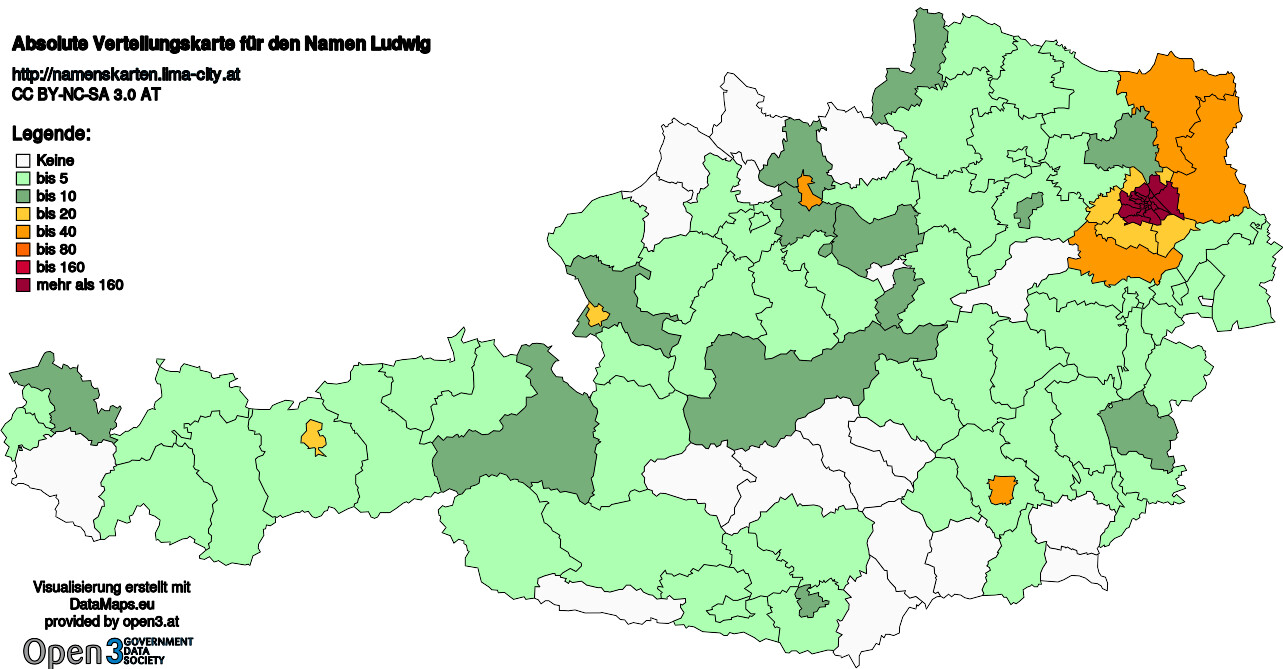 Absolute Verteilungskarten Nachnamen Ludwig