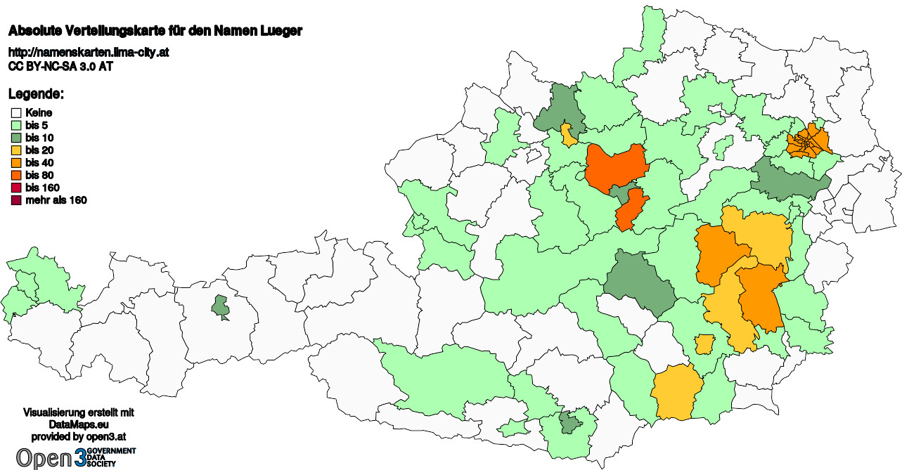 Absolute Verteilungskarten Nachnamen Lueger