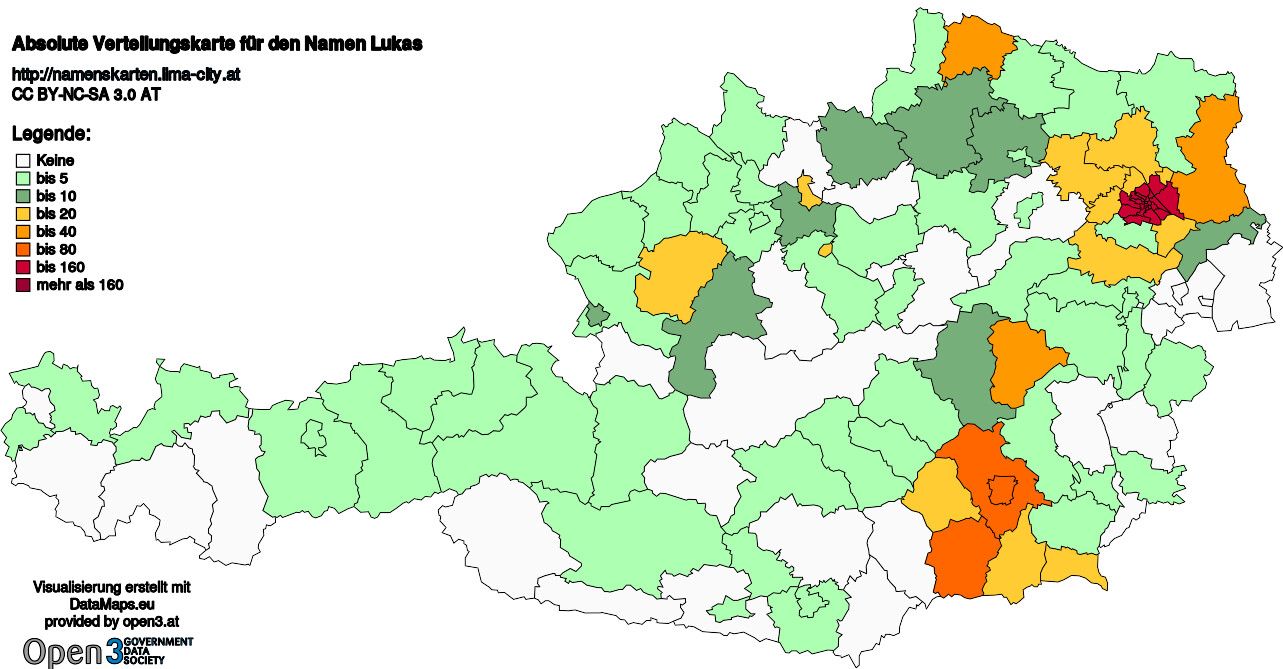 Absolute Verteilungskarten Nachnamen Lukas