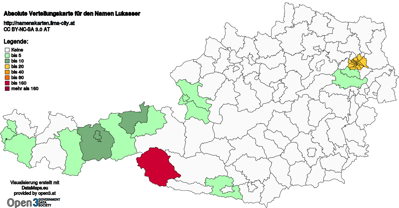 Absolute Verteilungskarten Nachnamen Lukasser