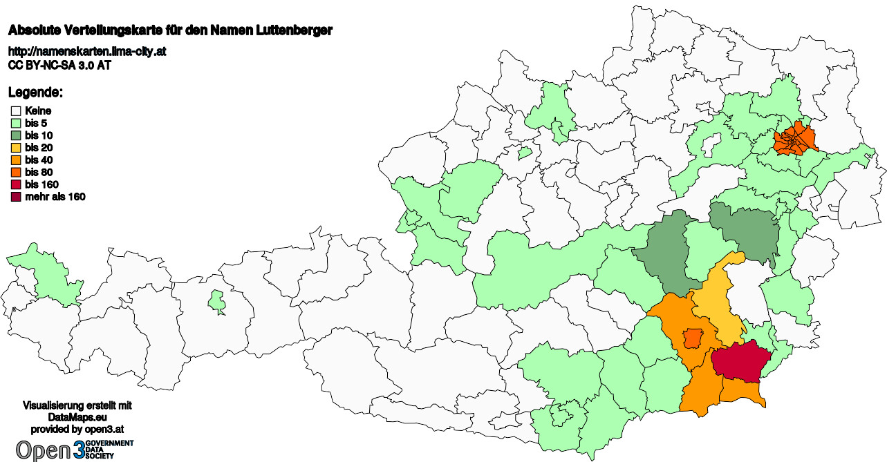 Absolute Verteilungskarten Nachnamen Luttenberger