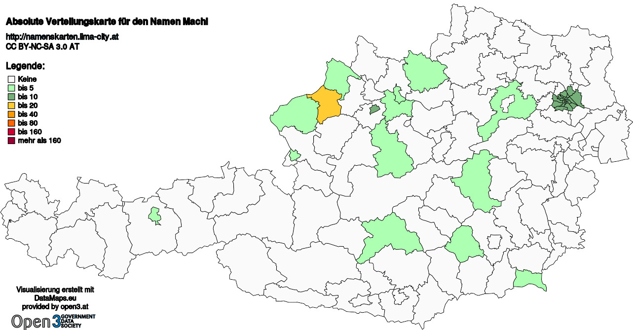 Absolute Verteilungskarten Nachnamen Machl