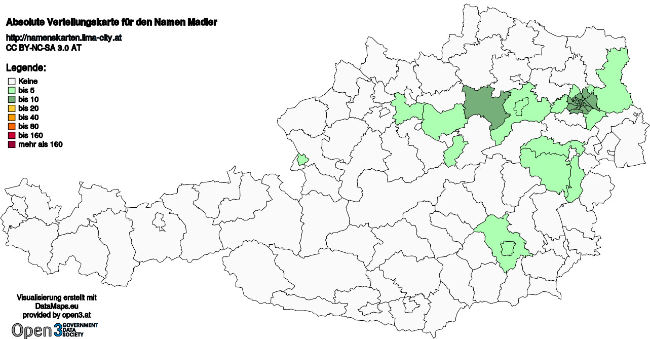 Absolute Verteilungskarten Nachnamen Madler