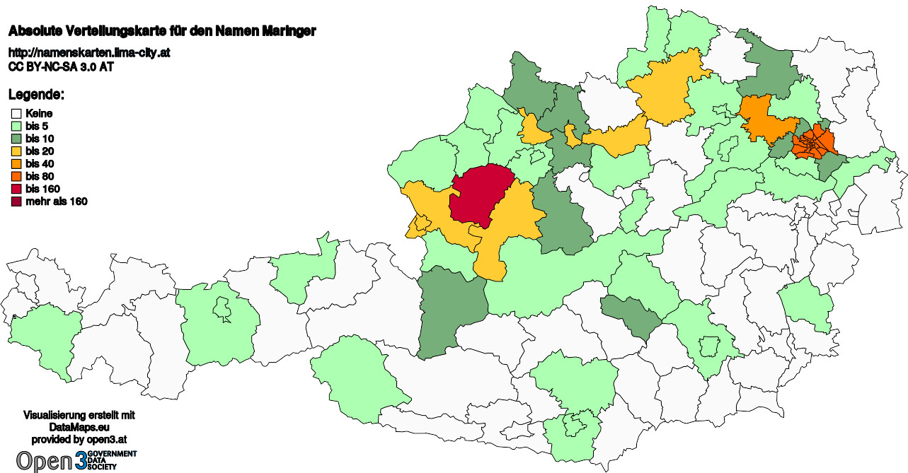 Absolute Verteilungskarten Nachnamen Maringer