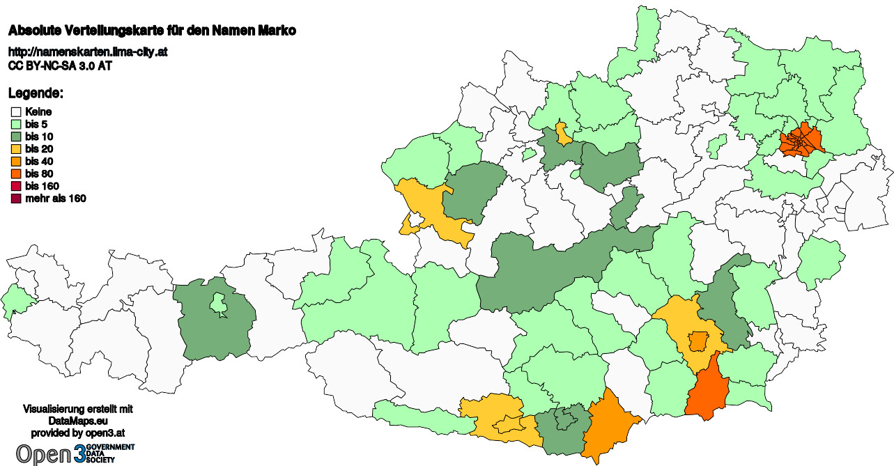 Absolute Verteilungskarten Nachnamen Marko