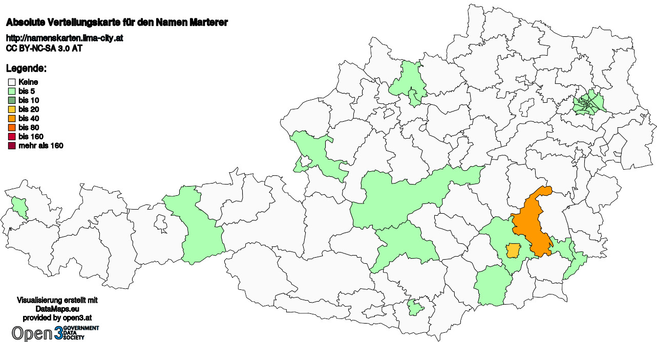 Absolute Verteilungskarten Nachnamen Marterer