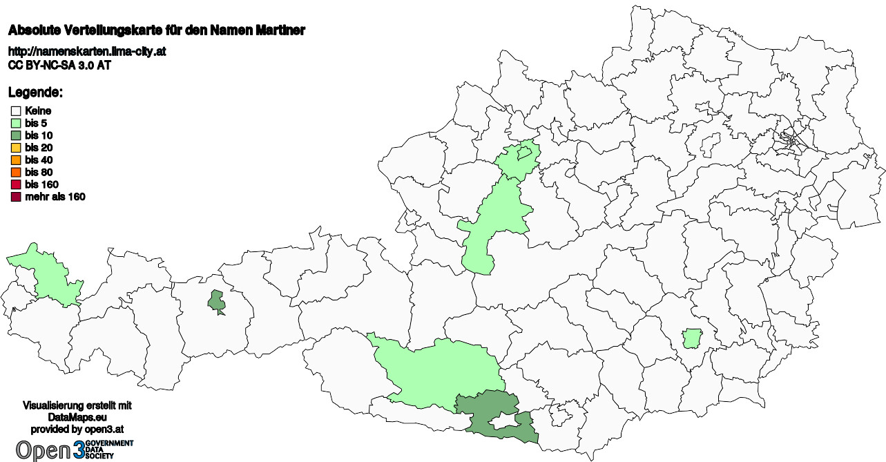 Absolute Verteilungskarten Nachnamen Martiner