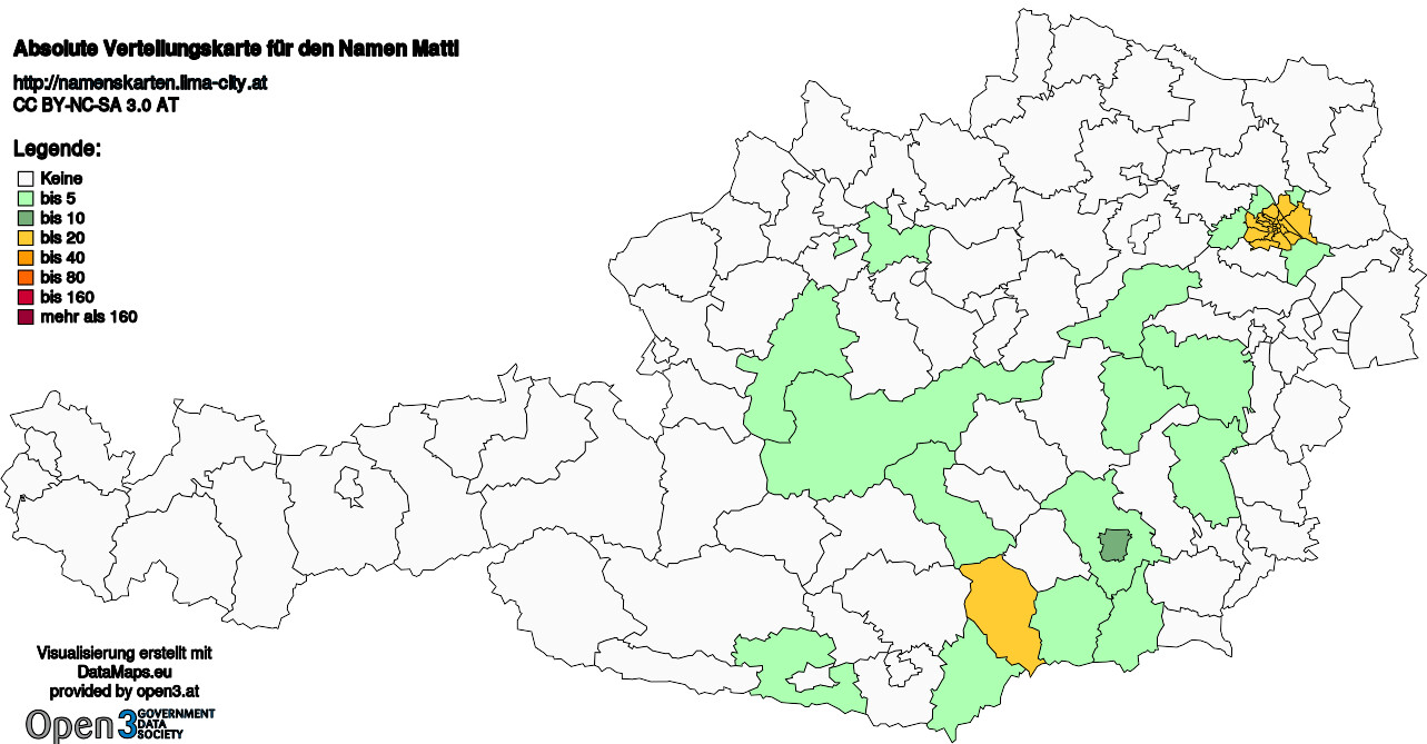 Absolute Verteilungskarten Nachnamen Mattl