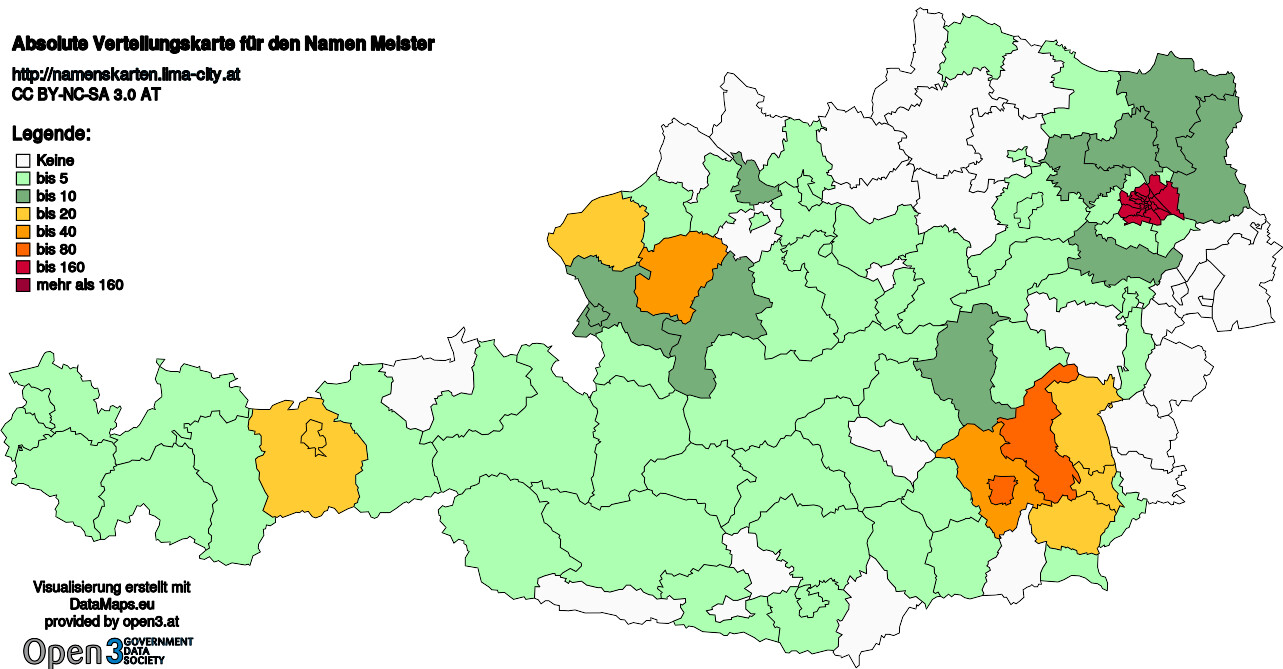 Absolute Verteilungskarten Nachnamen Meister