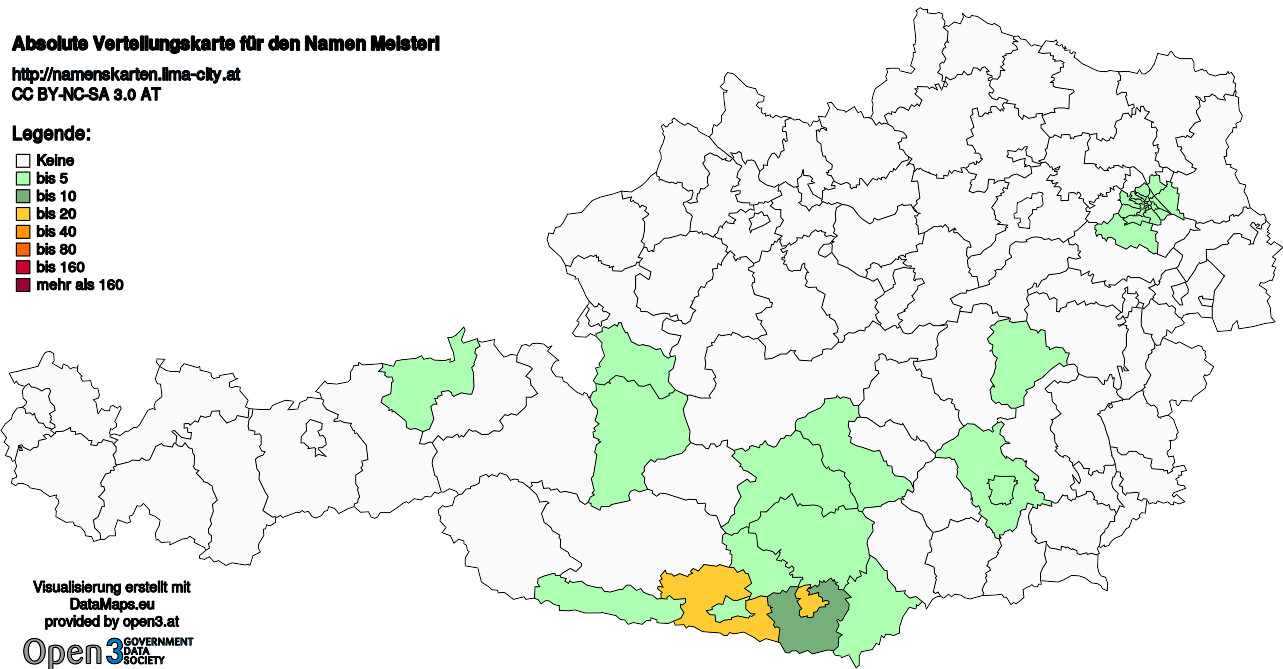 Absolute Verteilungskarten Nachnamen Meisterl