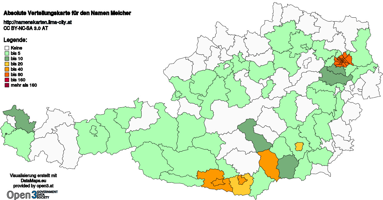 Absolute Verteilungskarten Nachnamen Melcher