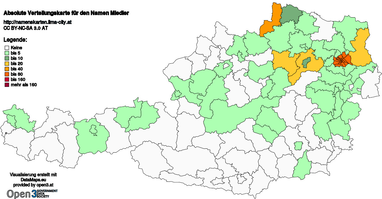 Absolute Verteilungskarten Nachnamen Miedler