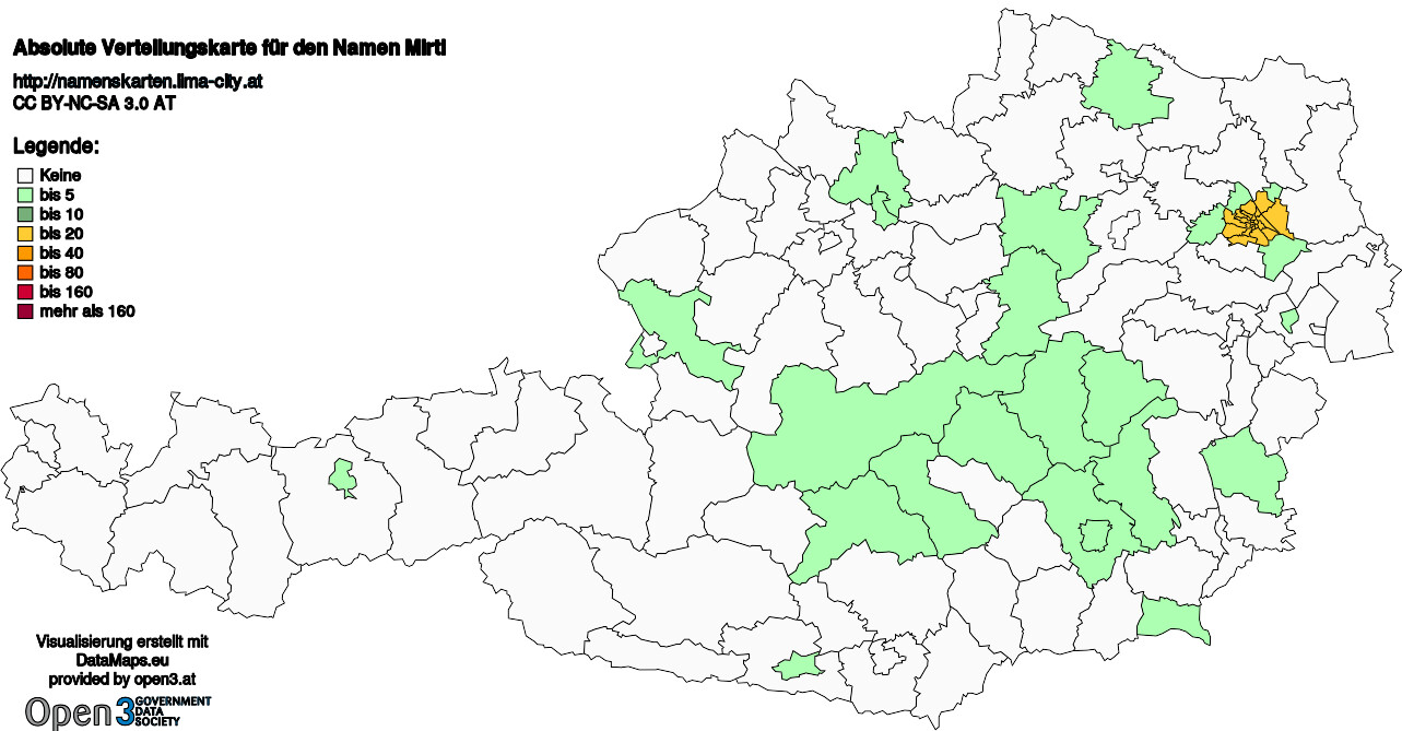 Absolute Verteilungskarten Nachnamen Mirtl