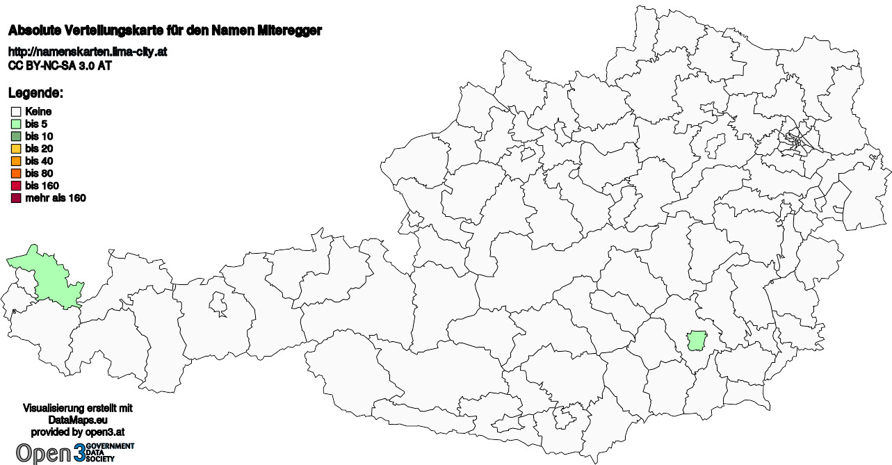 Absolute Verteilungskarten Nachnamen Miteregger