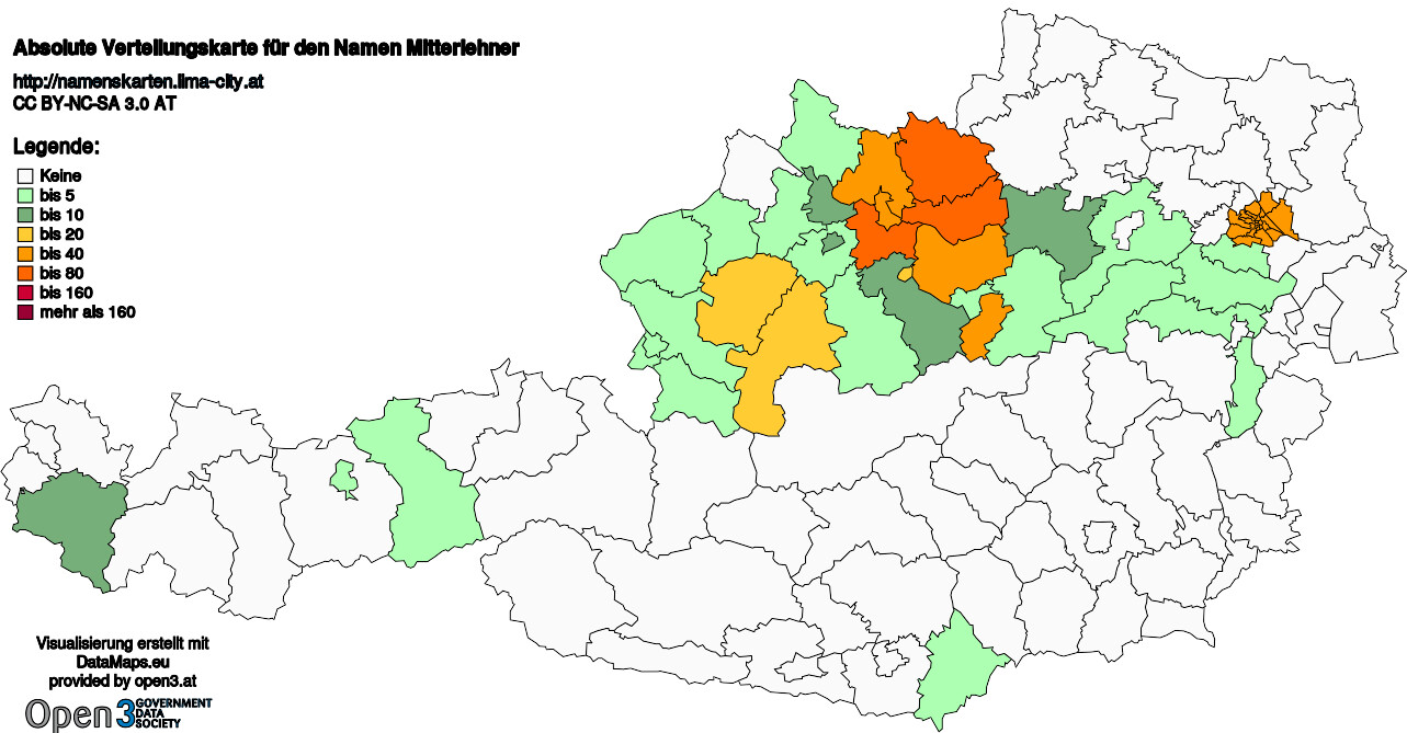 Absolute Verteilungskarten Nachnamen Mitterlehner