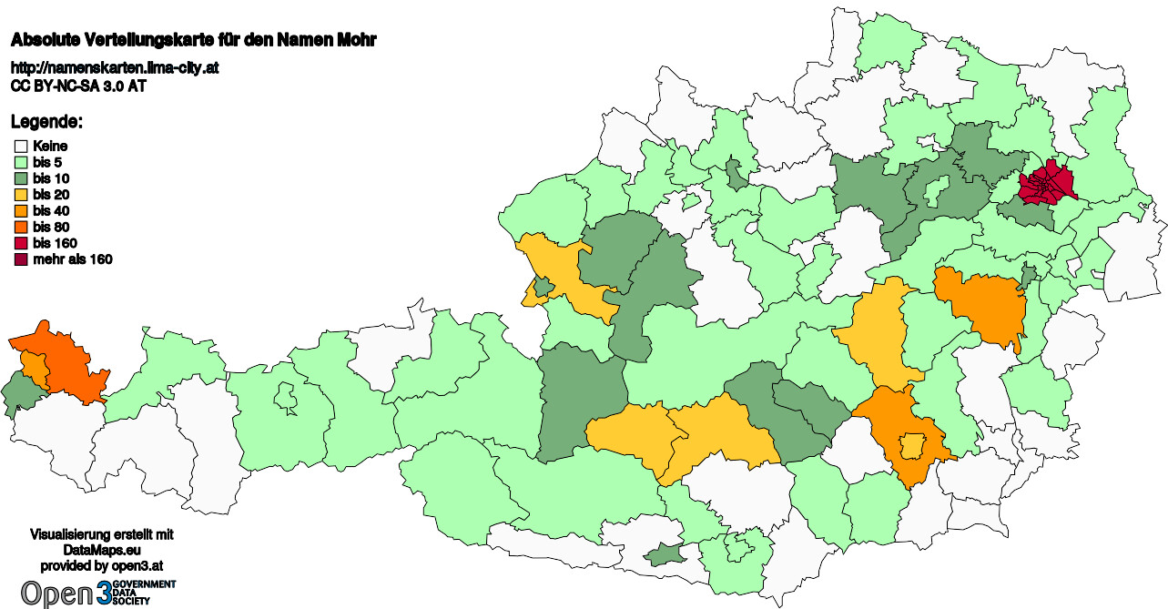 Absolute Verteilungskarten Nachnamen Mohr