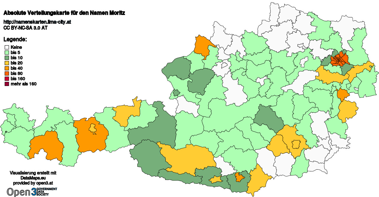 Absolute Verteilungskarten Nachnamen Moritz