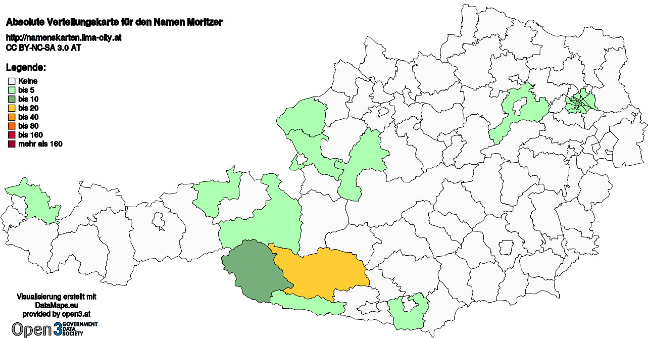 Absolute Verteilungskarten Nachnamen Moritzer