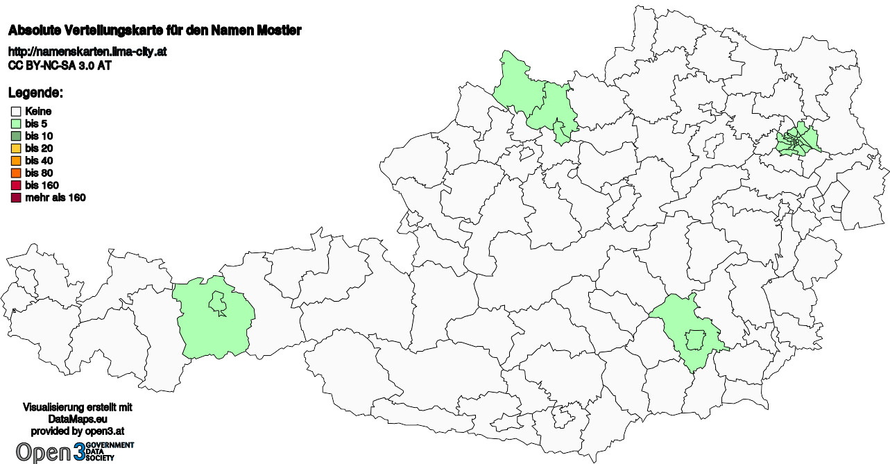 Absolute Verteilungskarten Nachnamen Mostler