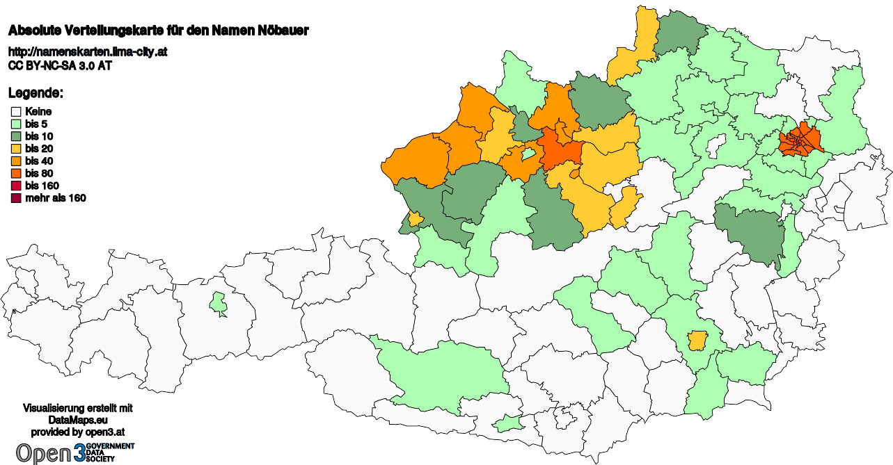 Absolute Verteilungskarten Nachnamen Nöbauer