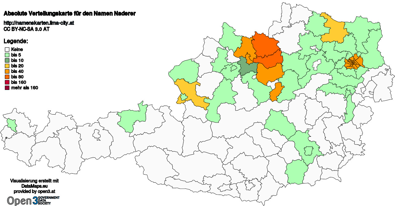 Absolute Verteilungskarten Nachnamen Naderer