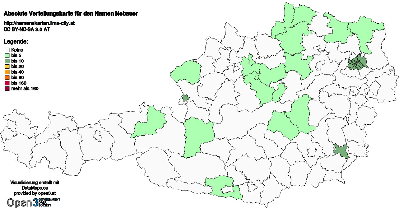 Absolute Verteilungskarten Nachnamen Nebauer