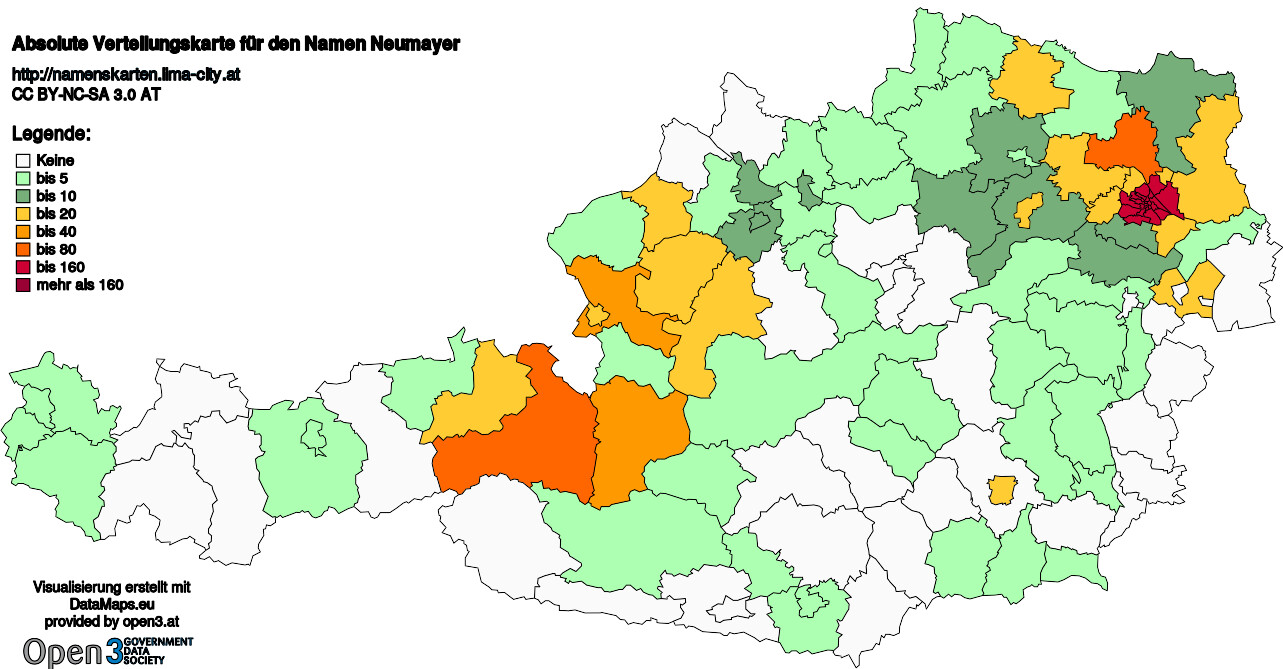 Absolute Verteilungskarten Nachnamen Neumayer