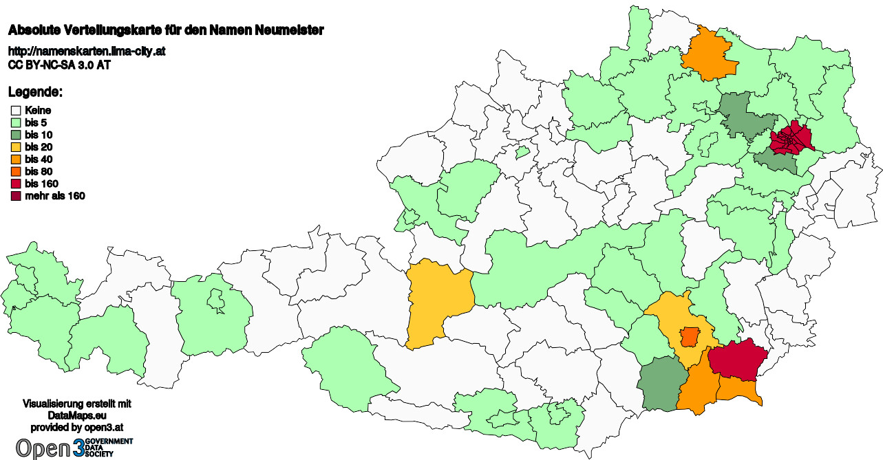 Absolute Verteilungskarten Nachnamen Neumeister