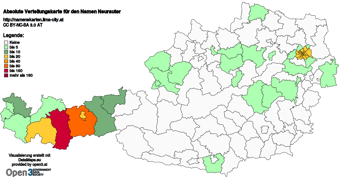 Absolute Verteilungskarten Nachnamen Neurauter