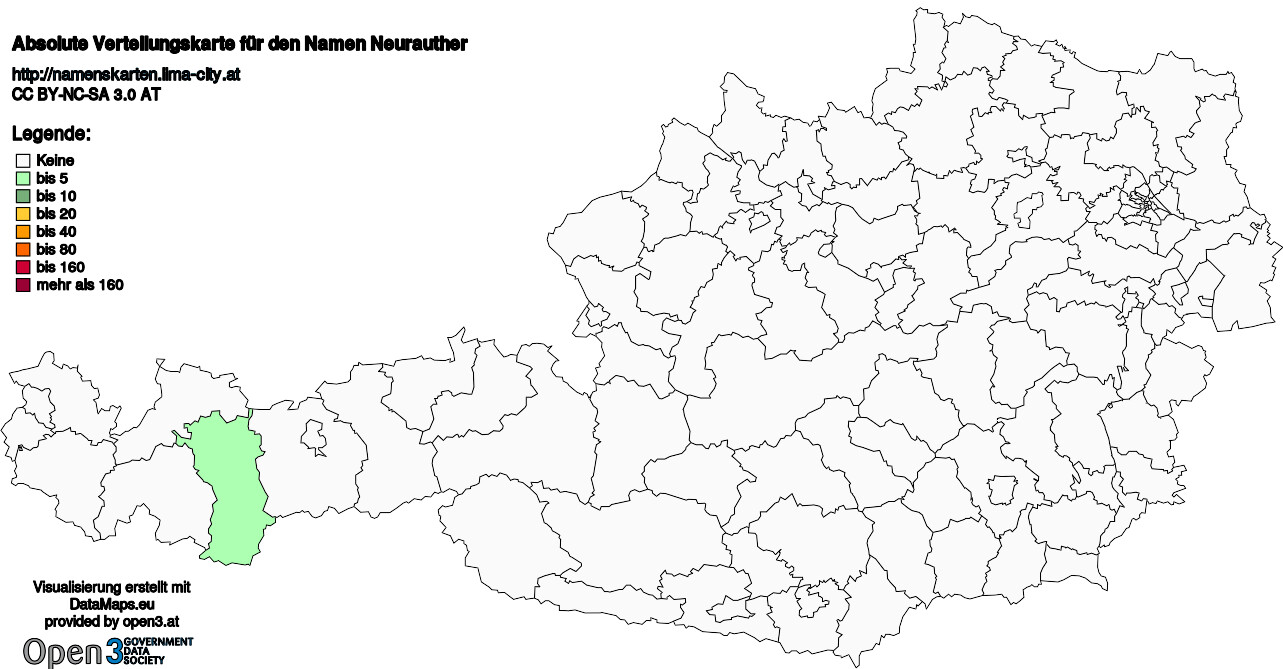 Absolute Verteilungskarten Nachnamen Neurauther