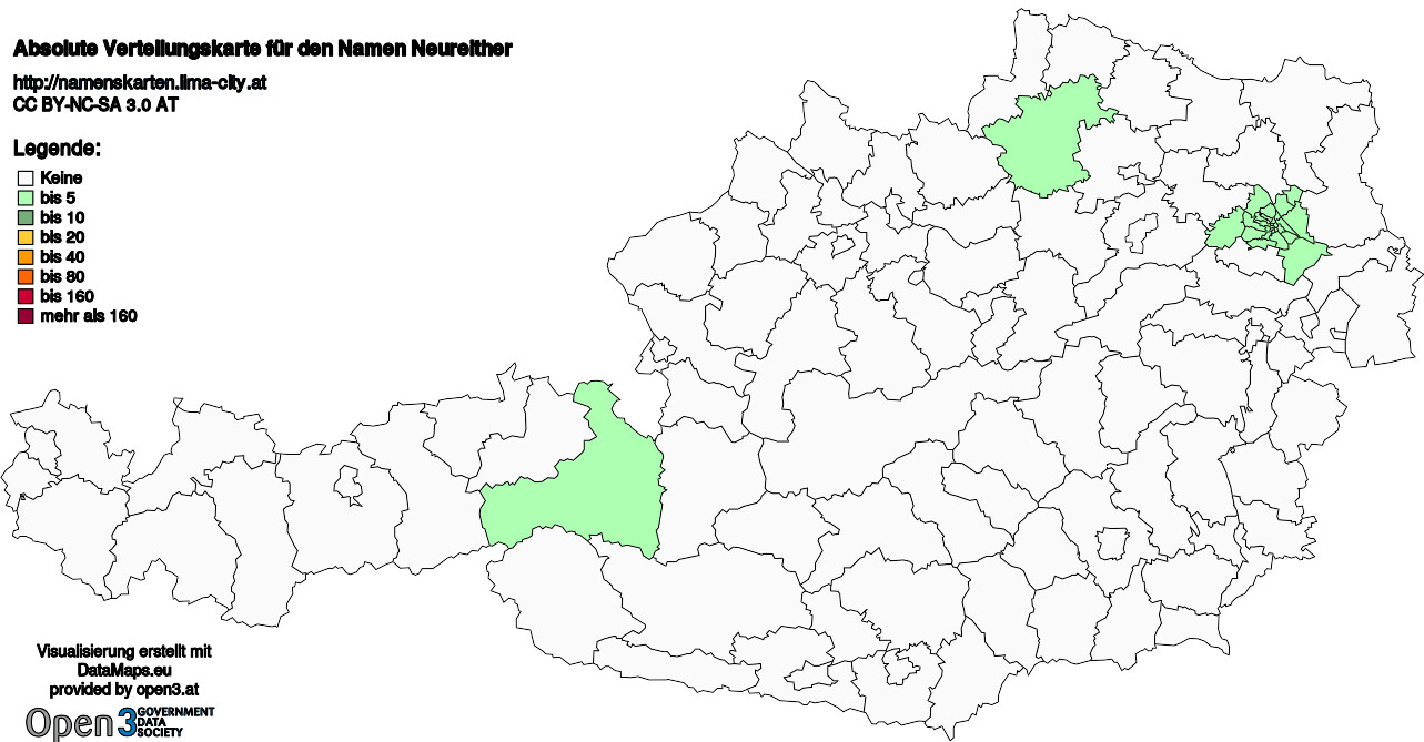 Absolute Verteilungskarten Nachnamen Neureither